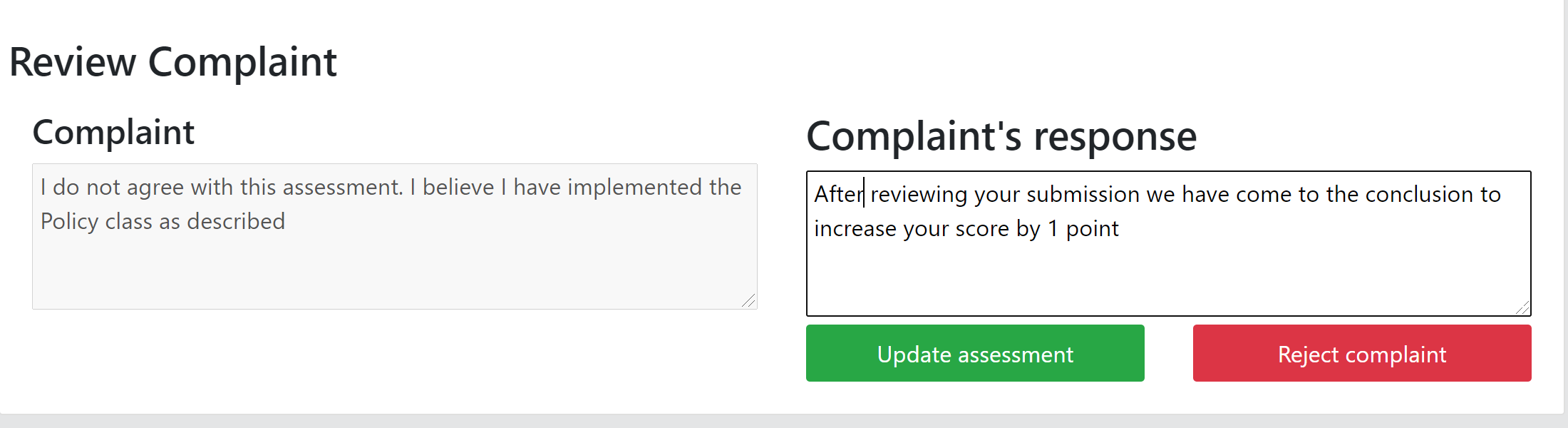 Complaint Response