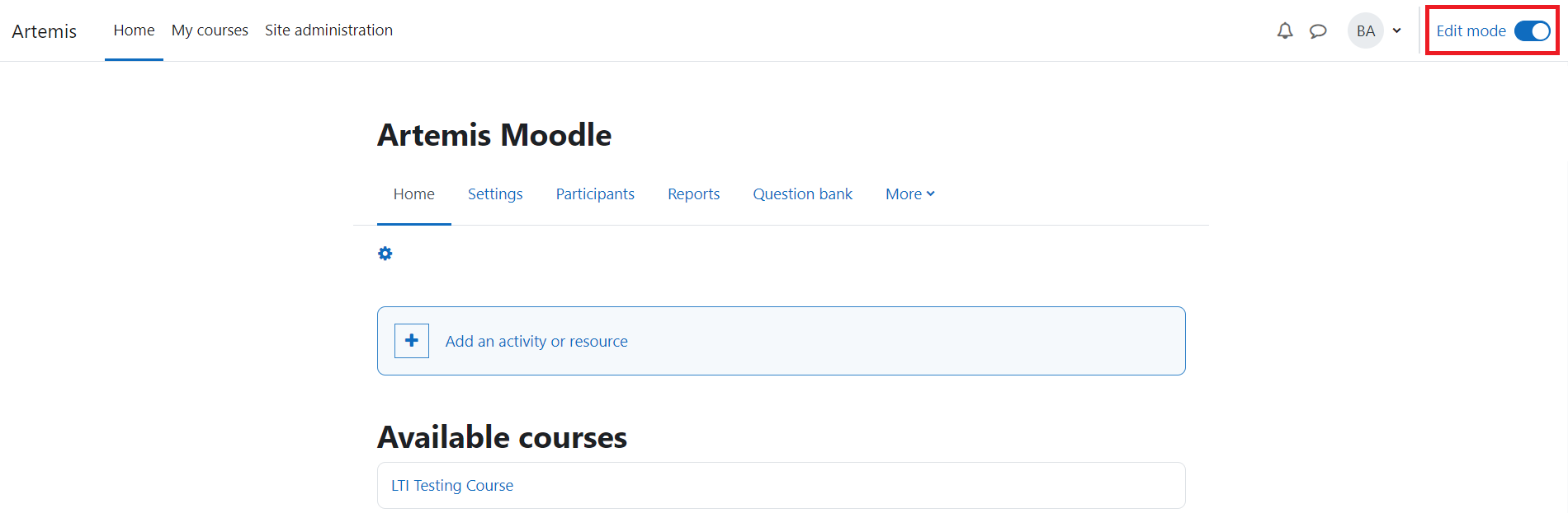 Moodle - Edit Course