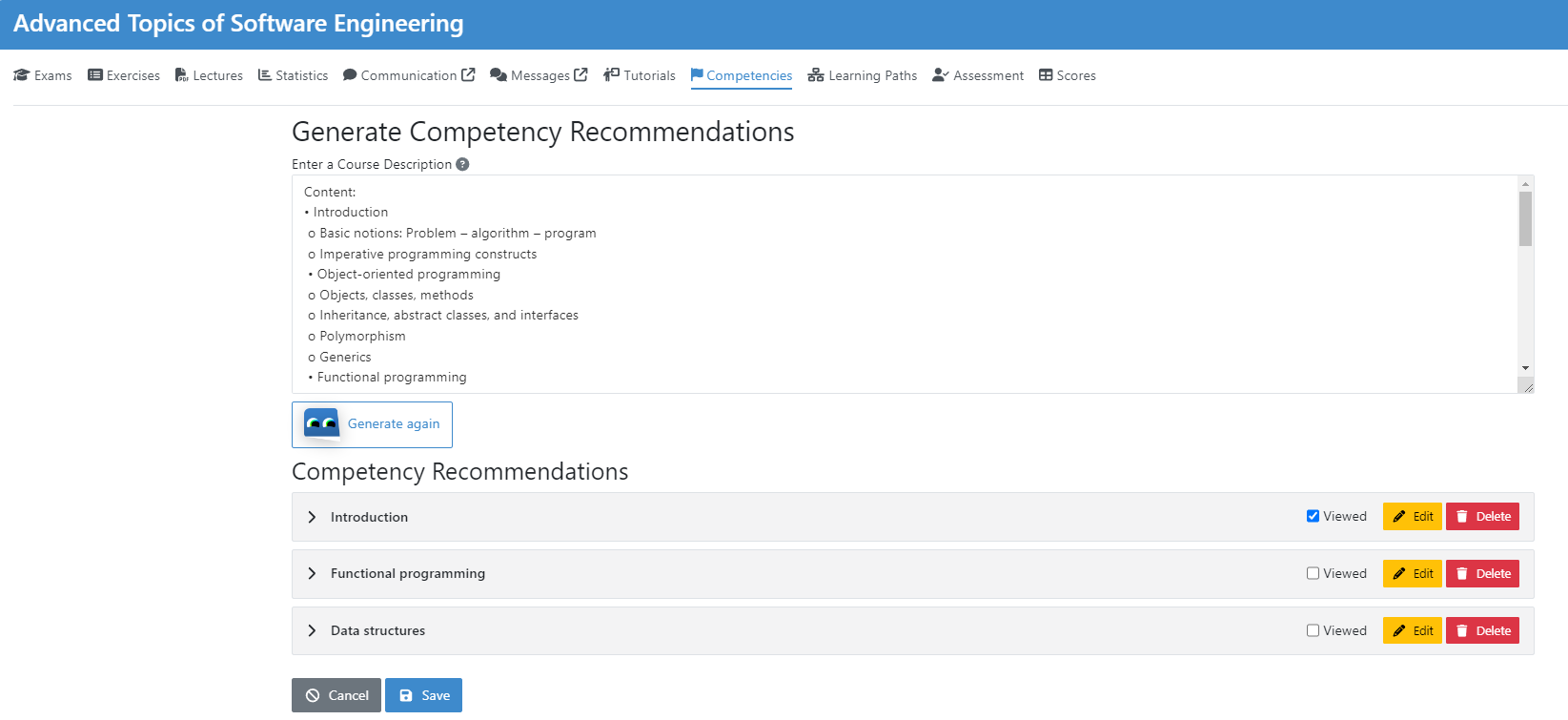 Manage Adaptive Learning (Instructor) — Artemis documentation