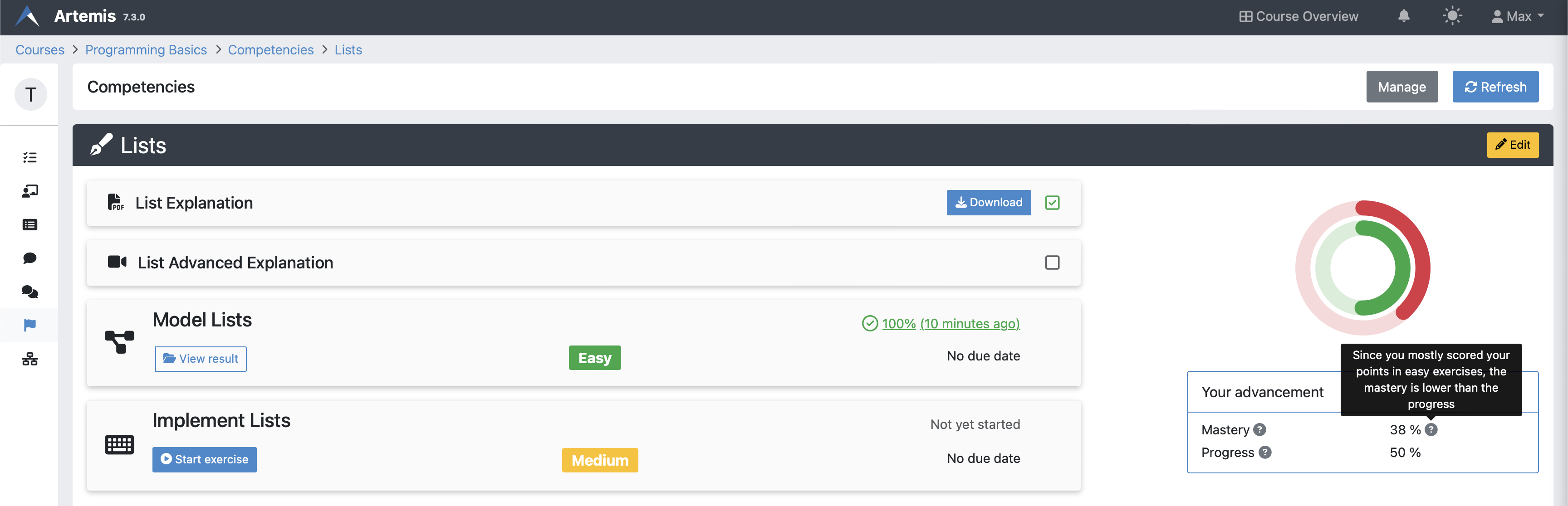 Adaptive Learning (Student) — Artemis documentation