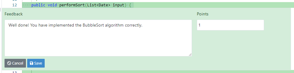 Feedback in the online editor