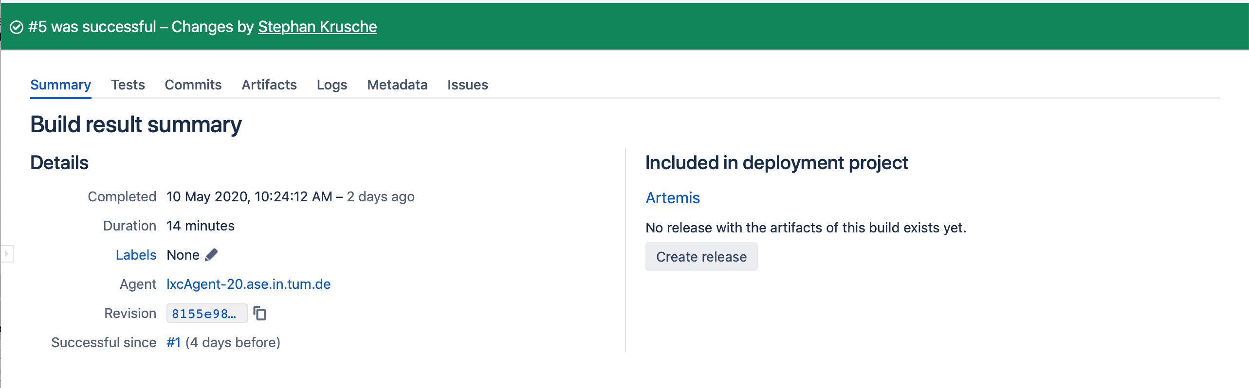 Bamboo UI: Create release