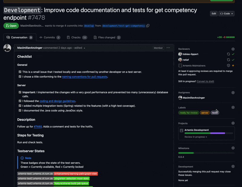 GitHub Actions UI: Add deployment label for test server